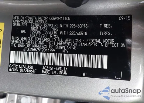 2015 Lexus Nx 200T from USA, damaged, VIN JTJBARBZ5F2044799